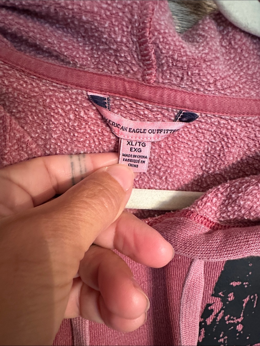 American Eagle Outfitters Dusty Rose Hoodie with Distressed Pumpkin Face - Picture 3 of 7